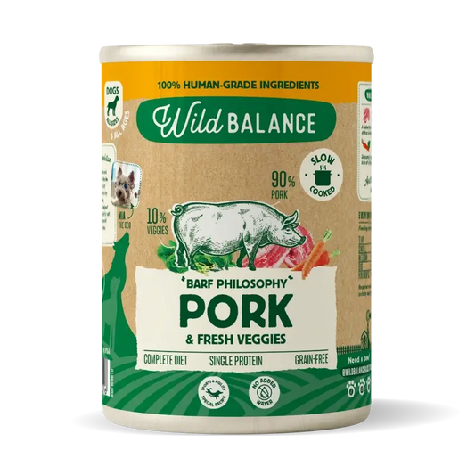 Wild Balance Carne de Porco Enlatada com Vegetais para Cães, 400 gramas