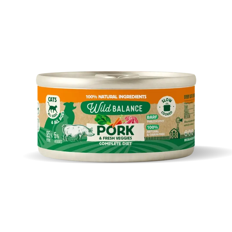 Wild Balance Philosophy Pork Barf For Cats Can, 120 gramas
