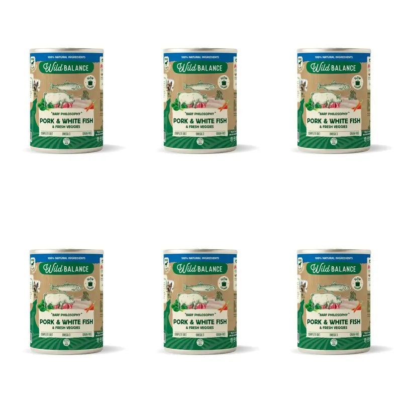 Wild Balance Pescada Barf Filosofia Lata para Cães, 400 g, Embalagem de 6