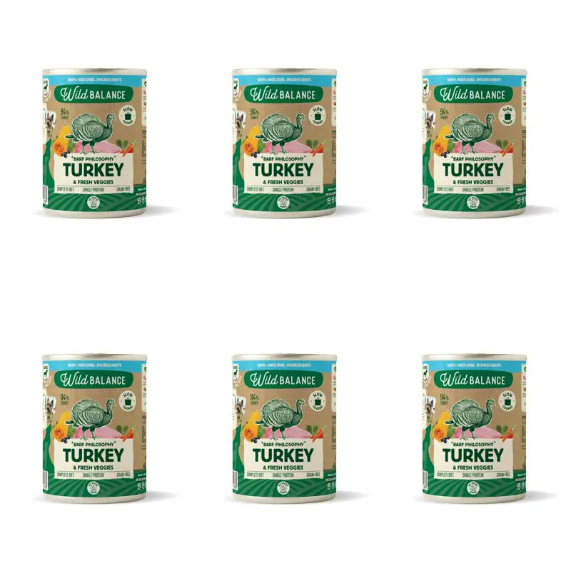 Wild Balance Philosophy Turkey Barf para Cães, 400 g, embalagem de 6