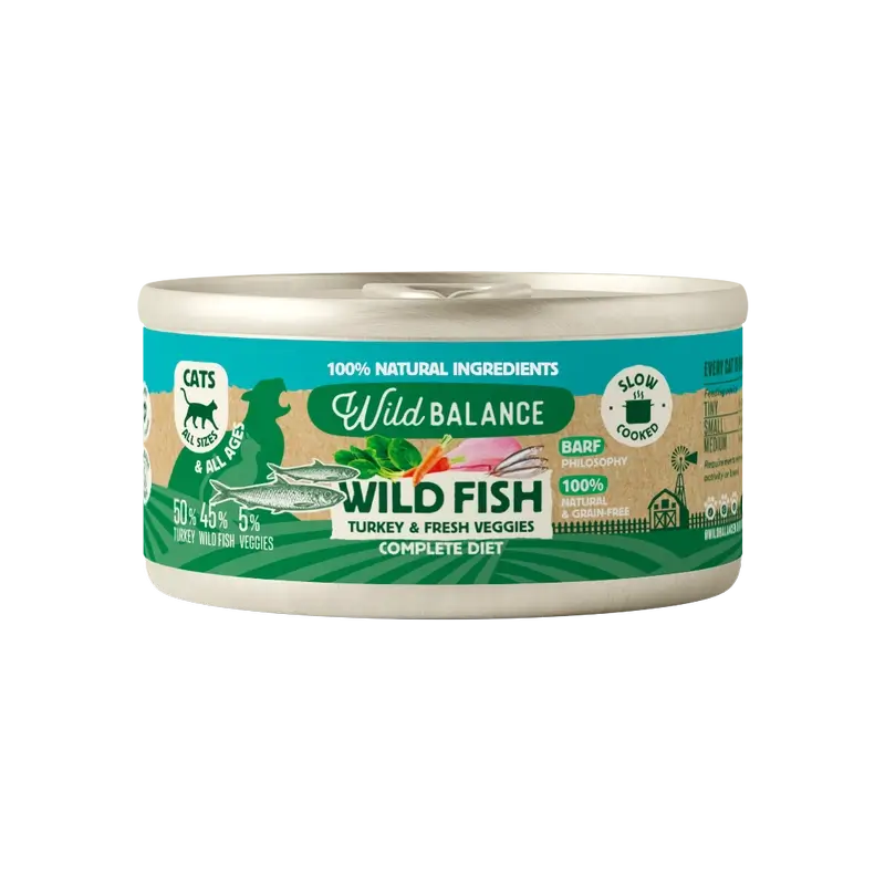 Wild Balance Philosophy Fish Barf For Cats Can, 120 gramas