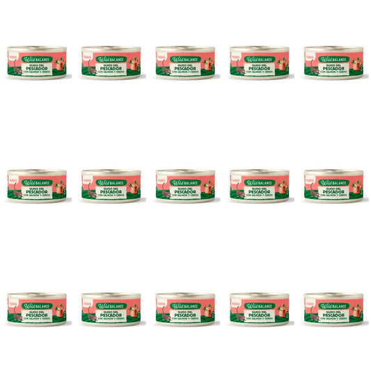 Wild Balance Canned Fisherman's Stew com Salmão, Carne de Porco e Vegetais para Gatos, 80 g, Embalagem de 15