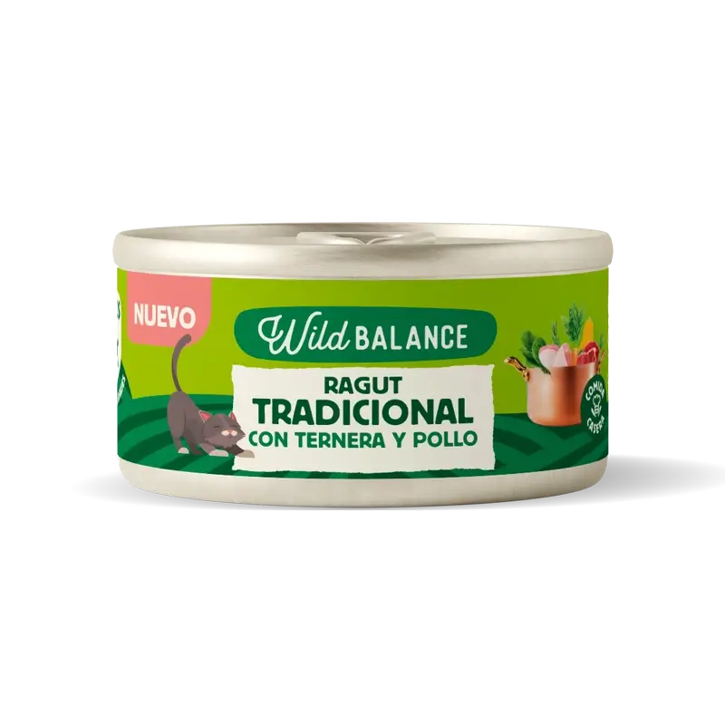 Wild Balance Traditional Ragout Can with Beef, Chicken & Vegetables For Cats, 80 g