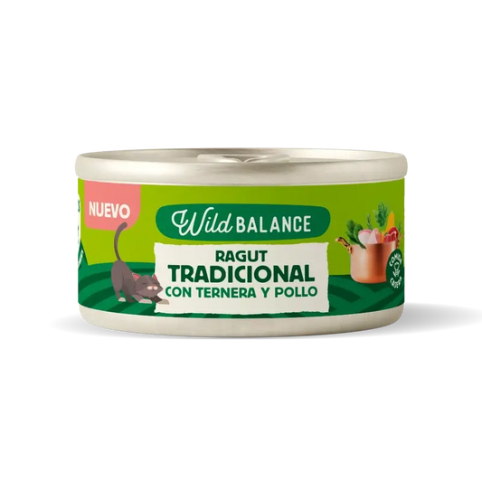 Wild Balance Traditional Ragout Can with Beef, Chicken & Vegetables For Cats, 80 g