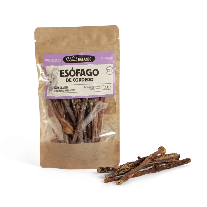 Snacks de Esófago de Borrego Wild Balance , 50 gramas