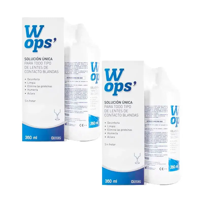 WOPS SOLUCION UNICA LENTES DE CONTACTO BLANDAS 360 ML 2 UNIDADES