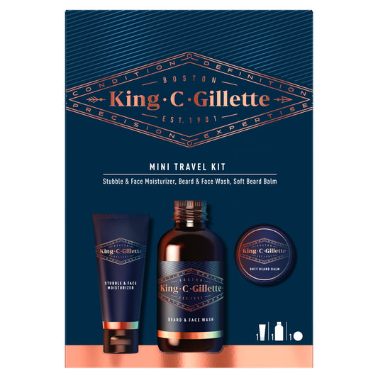 Gillette King C. Mini Travel Kit Cuidados essenciais para a barba