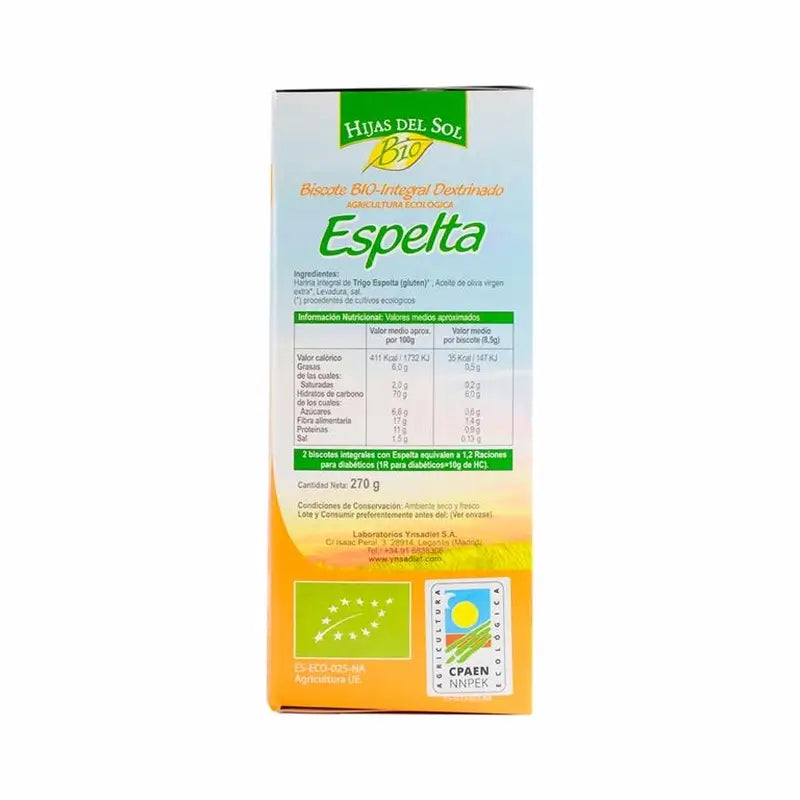 Ynsadiet Pão Dextrinado com Espelta 270Gr. Hijas Del Sol