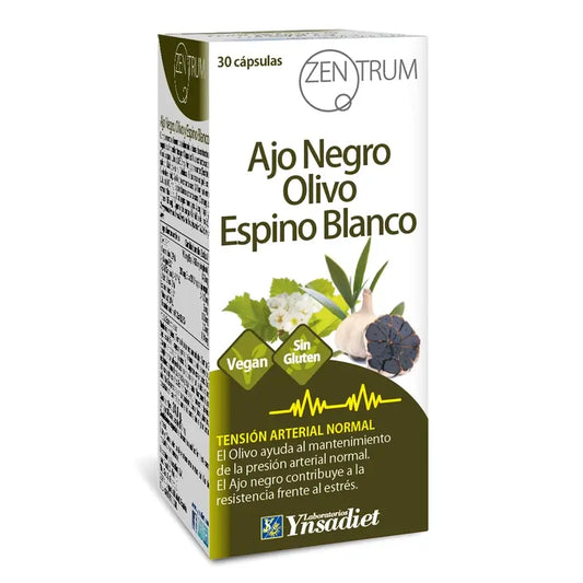Ynsadiet Zentrum Alho preto Espinheiro branco Azeitona , 30 cápsulas