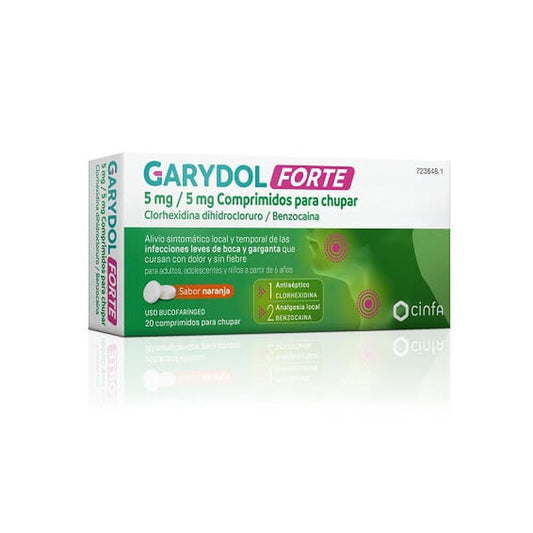 Garydol Forte 5 mg/5 mg, 20 Comprimidos para Chupar