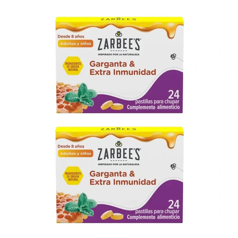 Zarbee's Throat & Immunity, 2X24 sticks com mel, menta, zinco e vitamina D