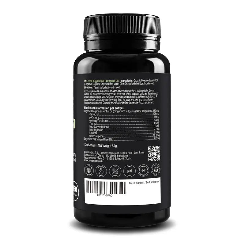 Zenement Oregano Oil, 120 cápsulas de gelatina mole
