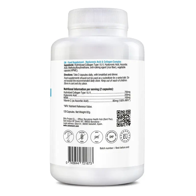 Zenement Ácido Hialurónico e Colagénio, 150 cápsulas