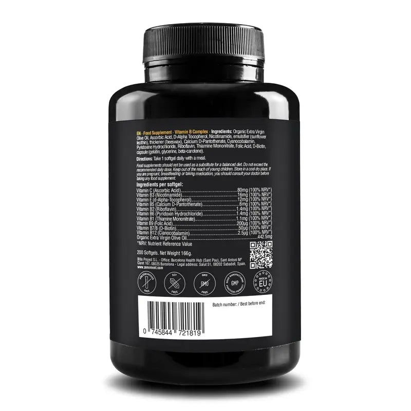 Zenement B-Vitamin Complex, 200 cápsulas de gelatina mole