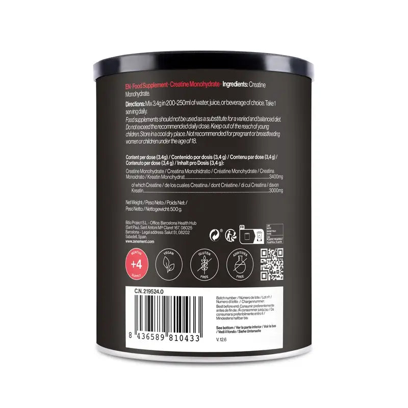Zenement Creatina Monohidrato, Micronizada, Sem Sabor, 500 g