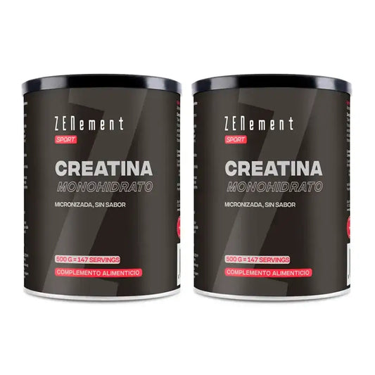 Zenement Creatina Monohidrato, Micronizada, Sem Sabor, Embalagem 2 x 500 g