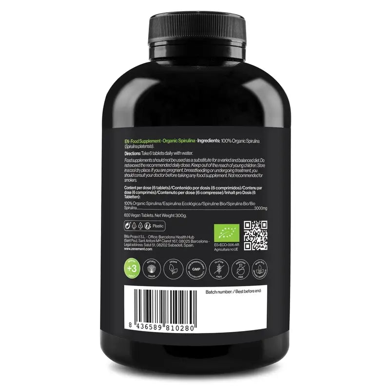 Zenement Organic Spirulina 600 comprimidos veganos
