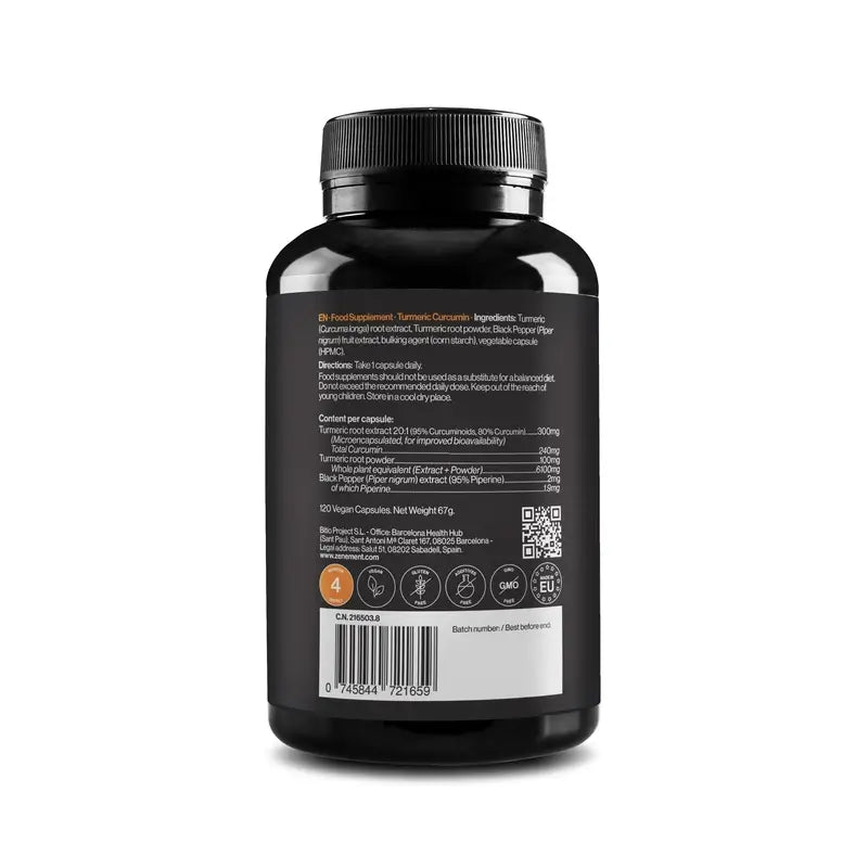 Zenement Turmeric Extract, 120 cápsulas vegetais