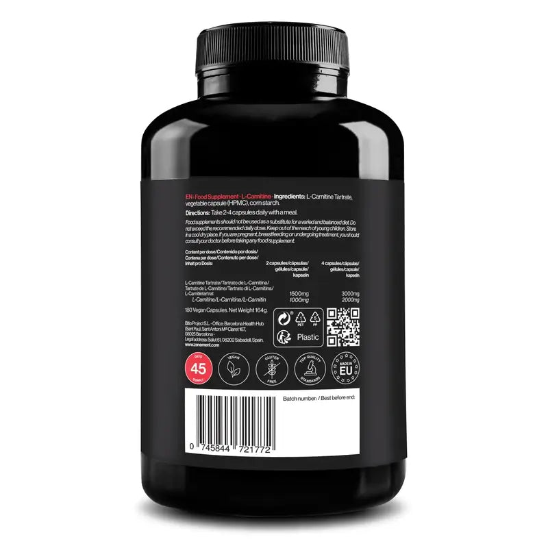 Zenement L-Carnitine, 180 cápsulas vegetais