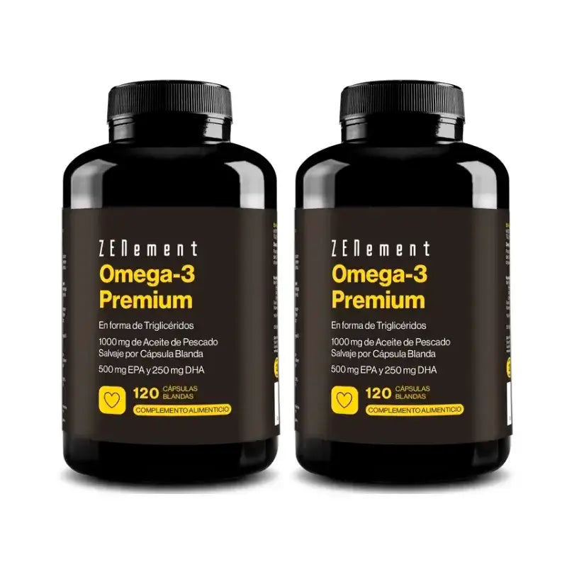 Zenement Omega-3 Premium, embalagem de 2 x 120 cápsulas de gelatina mole