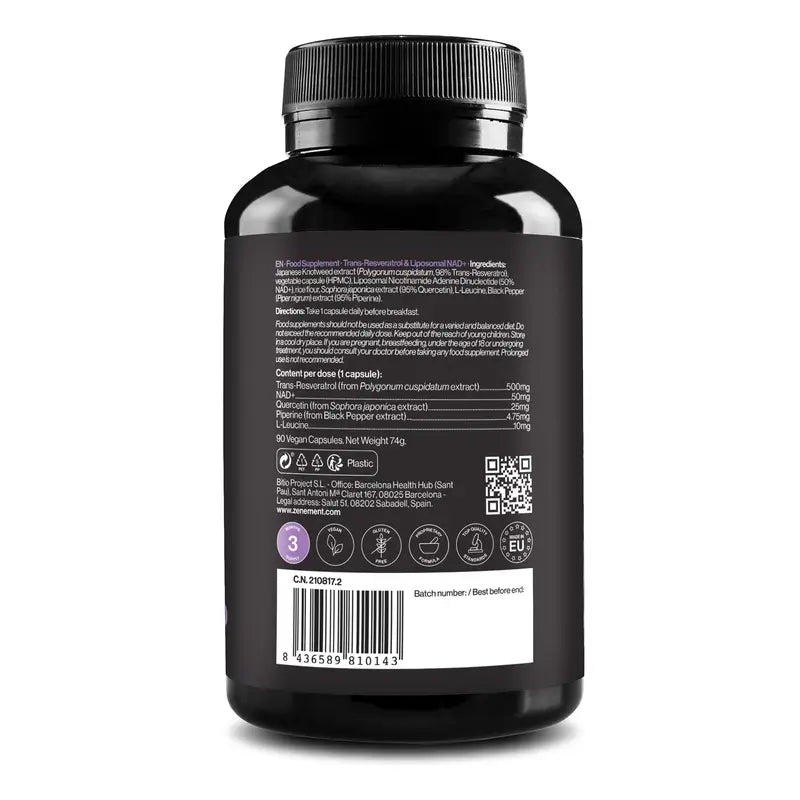 Zenement Trans-Resveratrol & Nad+ Liposomal, 90 cápsulas vegetais