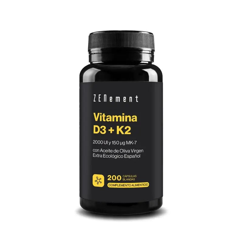 Zenement Vitamina D3 + K2, 2000 Ui E 150 µg Mk-7, 200 cápsulas de gelatina mole