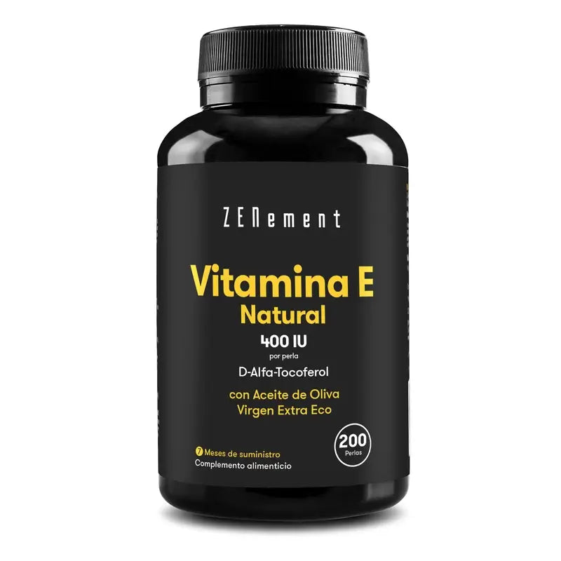 Zenement Natural Vitamina E 400 UI, 200 cápsulas de gelatina mole