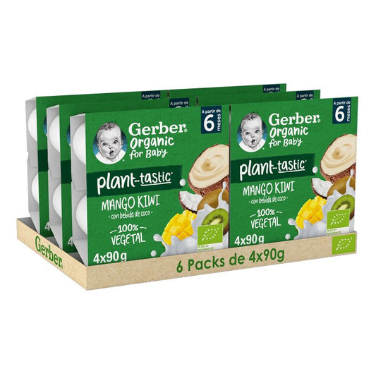Gerber Milkies Organic Plant-Tastic Manga Kiwi , 4x90g x 6 unidades